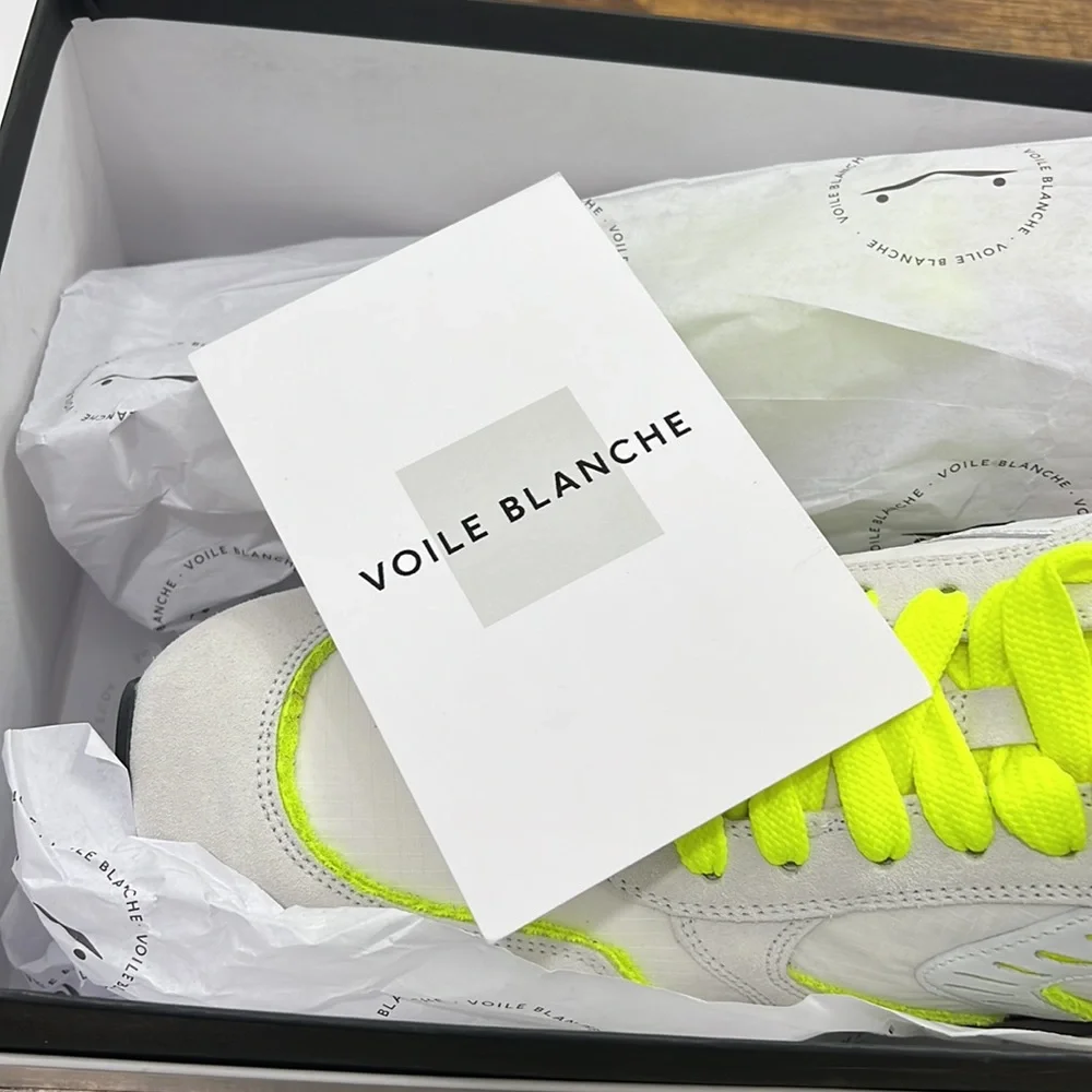 Voile Blanche Mens Sneaker White Neon Yellow and Orange Suede Shoes Size… - Picture 11 of 13